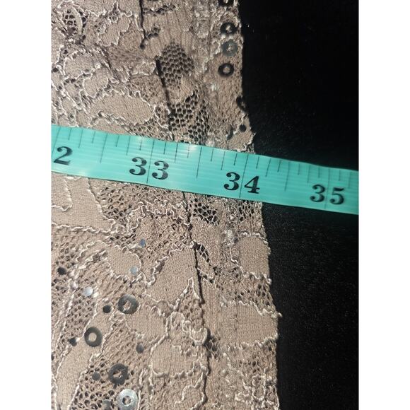 Vtg Marina Taupe Mesh Lace Sequin Beaded Sheath Dress Size 12 Cocktail Party - Picture 13 of 13
